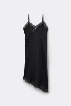 Asymmetric Slip in Viscose Satin with Lace