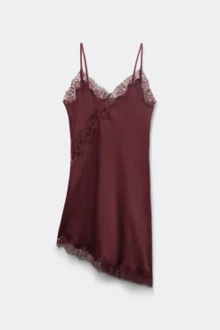 Asymmetric Slip in Viscose Satin with Lace