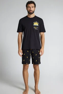 Beer Print Short Cotton Pajamas