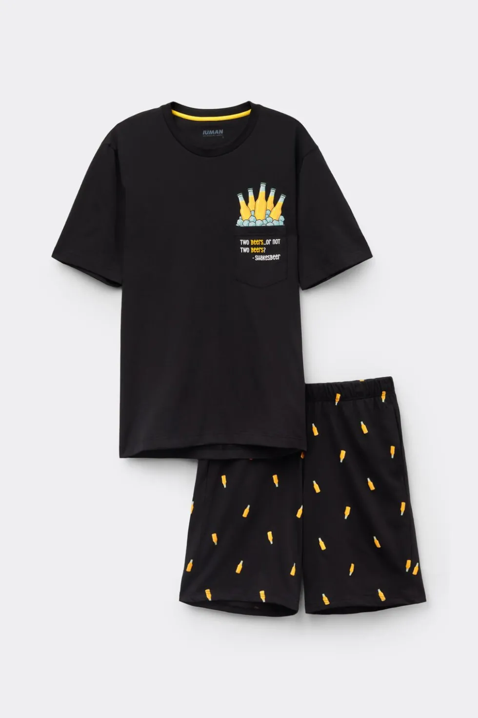 Beer Print Short Cotton Pajamas