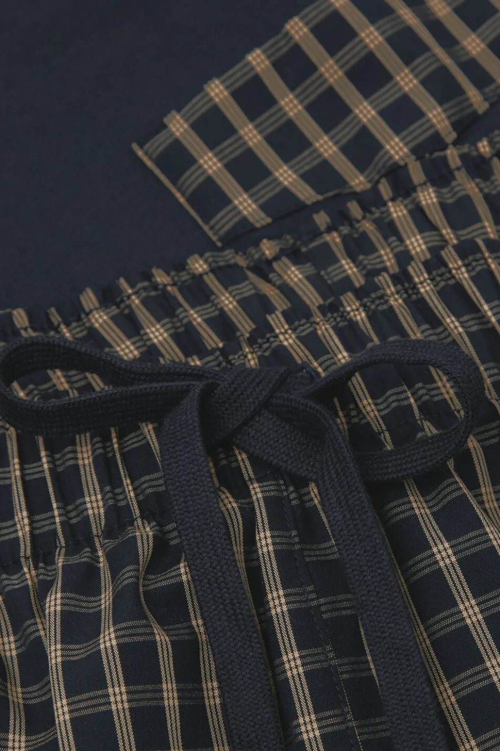 Blue and Cream Check Print Cloth and Cotton Short Pajamas