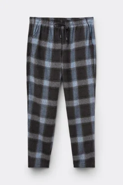 Blue Check Print Full Length Knit Pants