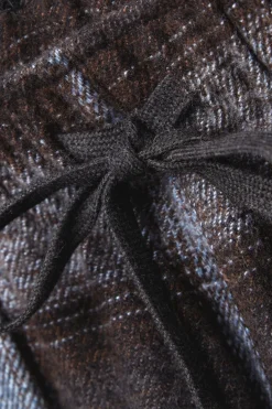 Blue Check Print Full Length Knit Pants