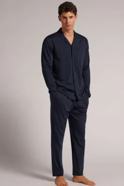 Button Front Full Length Pajamas in Superior Cotton
