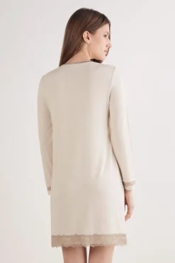 Button-Front Lace Detail Nightdress