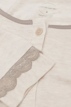 Button-Front Lace Detail Nightdress