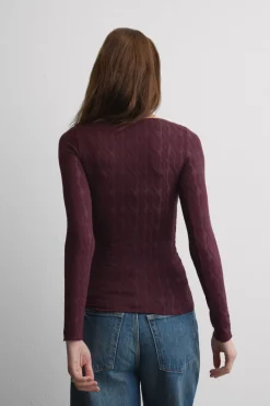 Cable Knit Bateau Neck Top in Ultralight with Cashmere