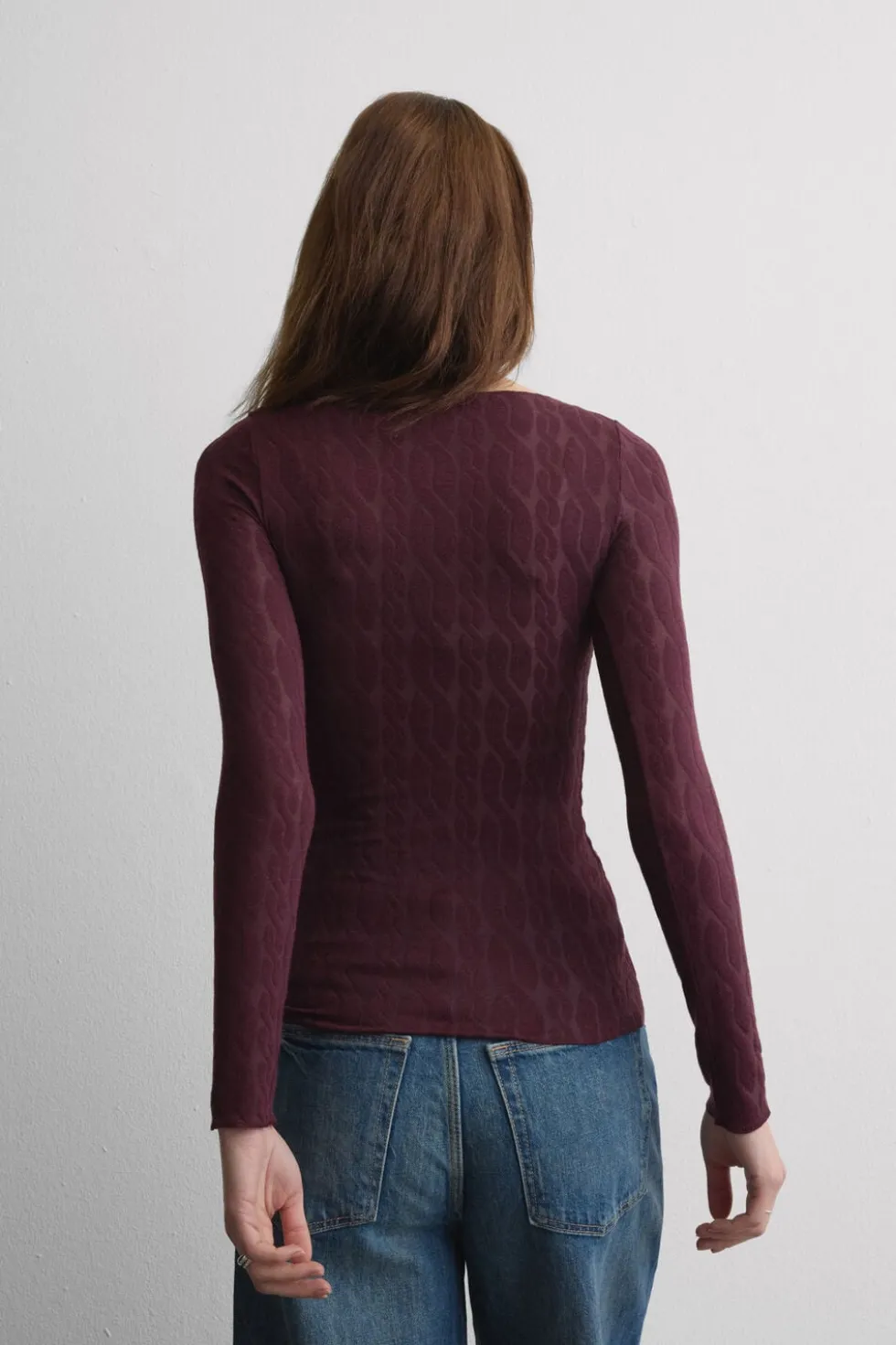 Cable Knit Bateau Neck Top in Ultralight with Cashmere