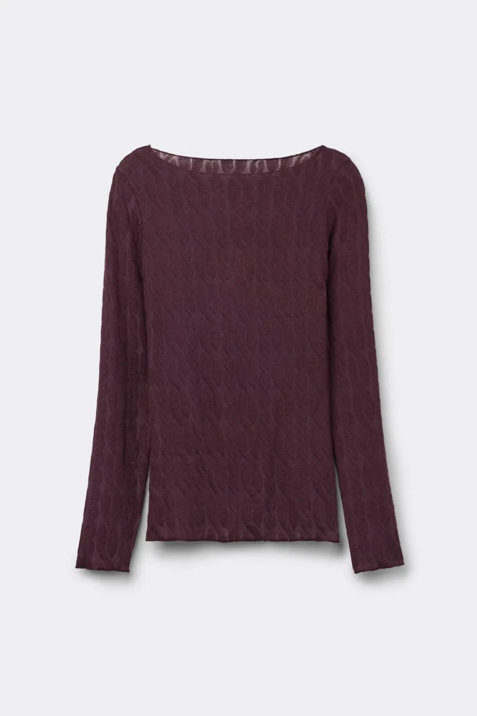 Cable Knit Bateau Neck Top in Ultralight with Cashmere