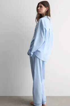 Chambray NI Full Length Pajamas in Cotton and Modal