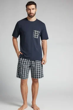 Check Cloth and Cotton Short Pajamas