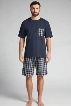 Check Cloth and Cotton Short Pajamas