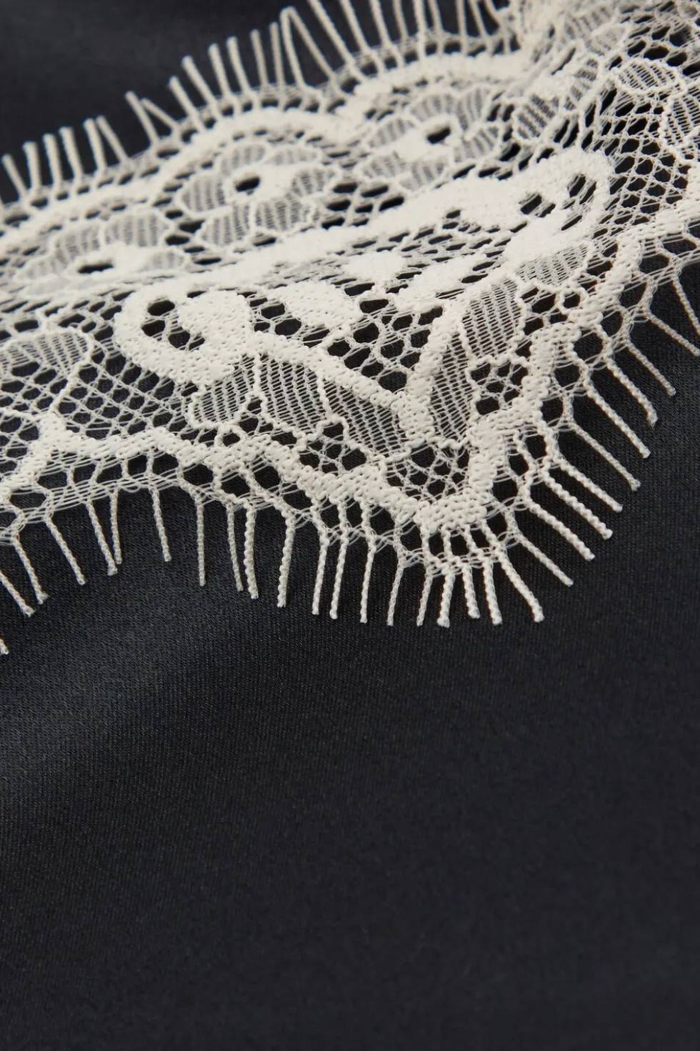 Contrast Lace Trim Silk Chemise