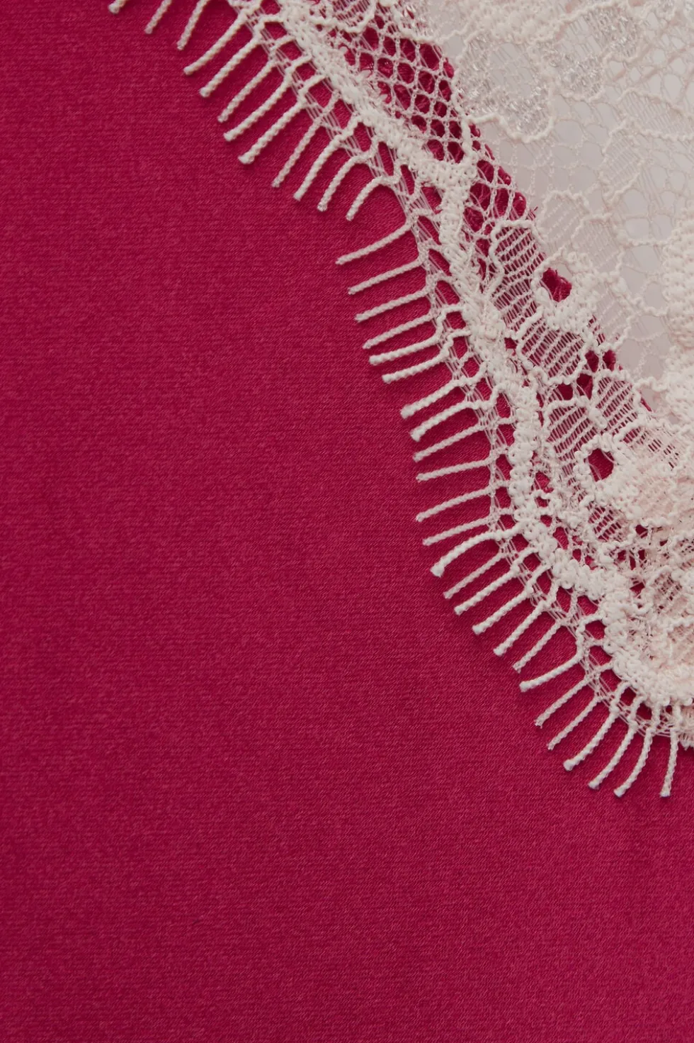 Contrast Lace Trim Silk Chemise