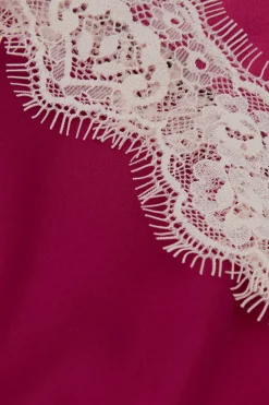Contrast Lace Trim Silk Shorts