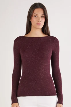 Crewneck Top in Modal Light with Cashmere Lamé