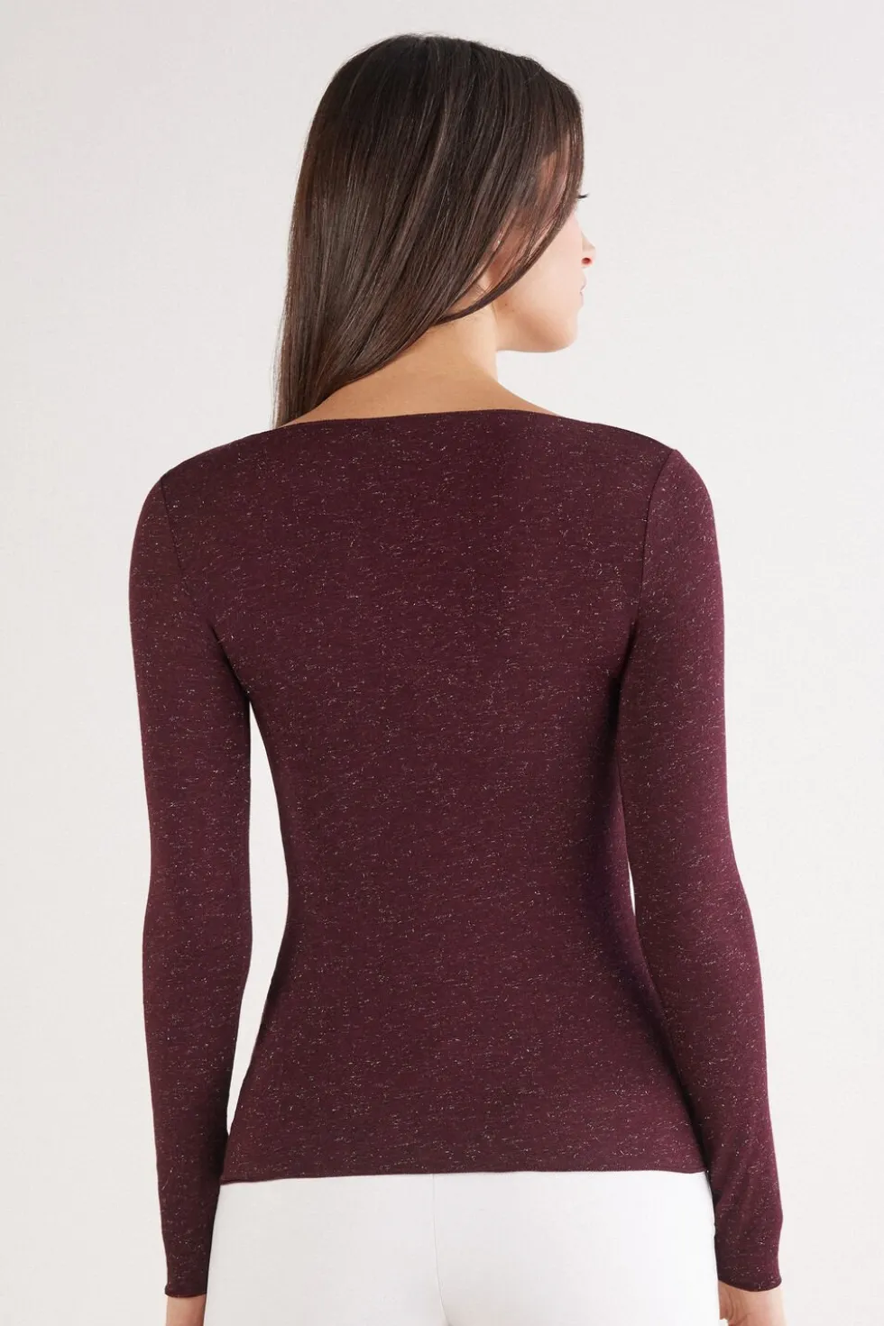 Crewneck Top in Modal Light with Cashmere Lamé