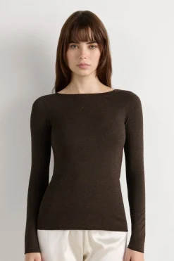 Crewneck Top in Modal Light with Cashmere Lamé