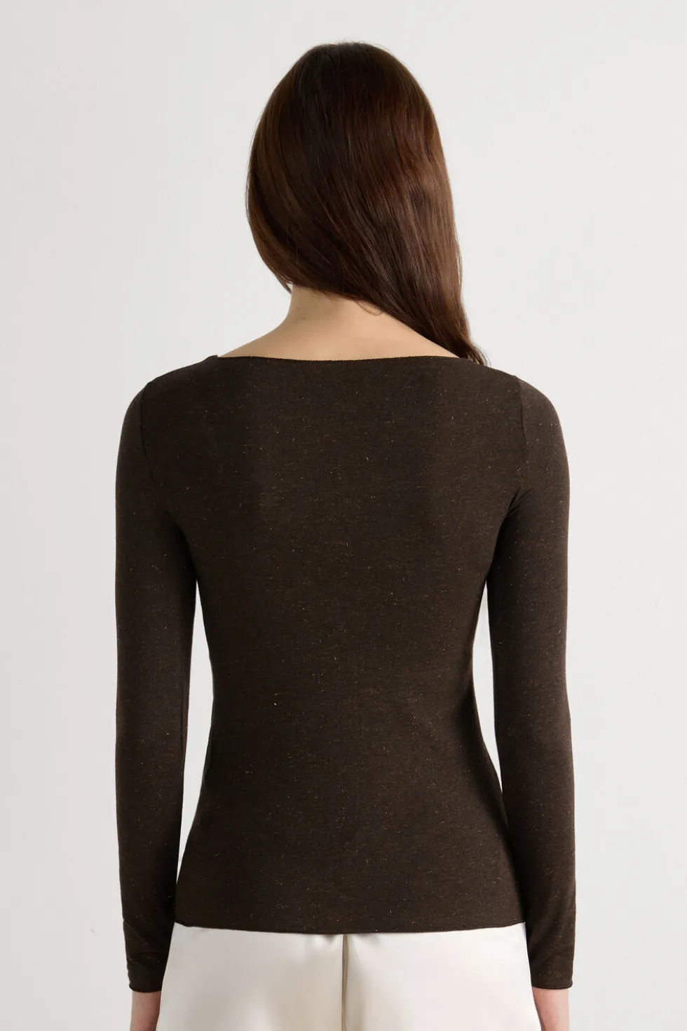 Crewneck Top in Modal Light with Cashmere Lamé