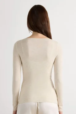 Crewneck Top in Modal Light with Cashmere Lamé