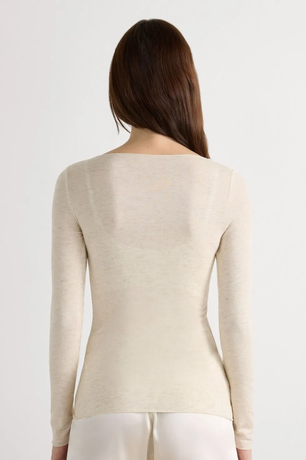 Crewneck Top in Modal Light with Cashmere Lamé