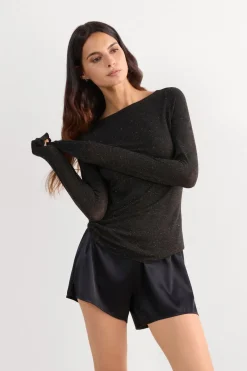Crewneck Top in Modal Light with Cashmere Lamé