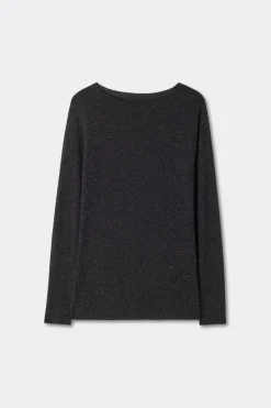 Crewneck Top in Modal Light with Cashmere Lamé