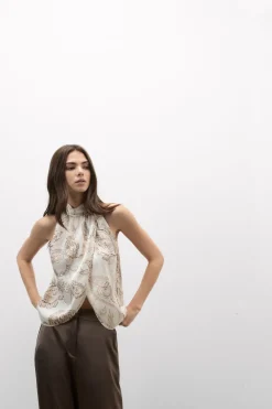 Get Noticed Viscose Satin Halter Top