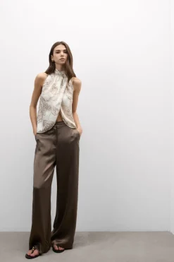 Get Noticed Viscose Satin Halter Top
