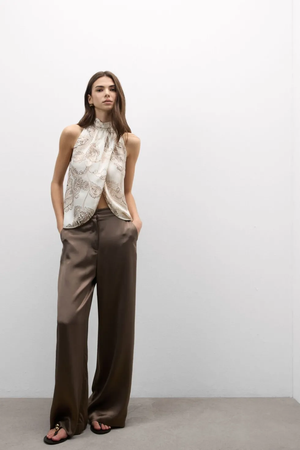 Get Noticed Viscose Satin Halter Top