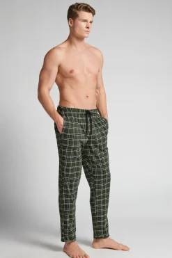 Green Check Print Full Length Cotton Pants