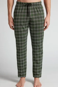 Green Check Print Full Length Cotton Pants
