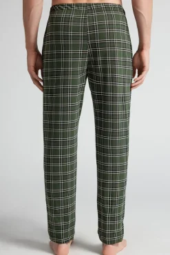 Green Check Print Full Length Cotton Pants