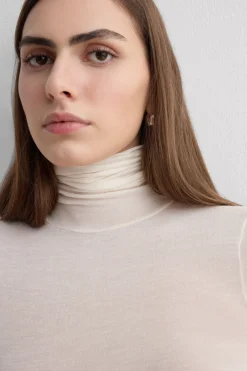 High Collar Bodysuit in Modal Ultralight with Cashmere