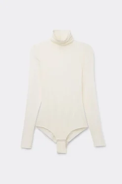 High Collar Bodysuit in Modal Ultralight with Cashmere
