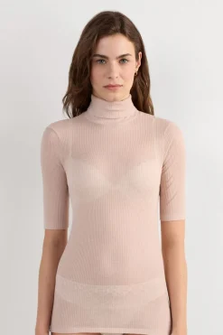 High Collar Top in Ultranatural with Cashmere