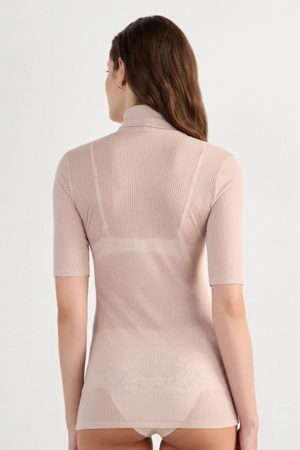 High Collar Top in Ultranatural with Cashmere
