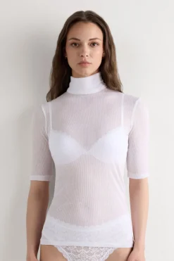 High Collar Top in Ultranatural with Cashmere