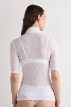 High Collar Top in Ultranatural with Cashmere