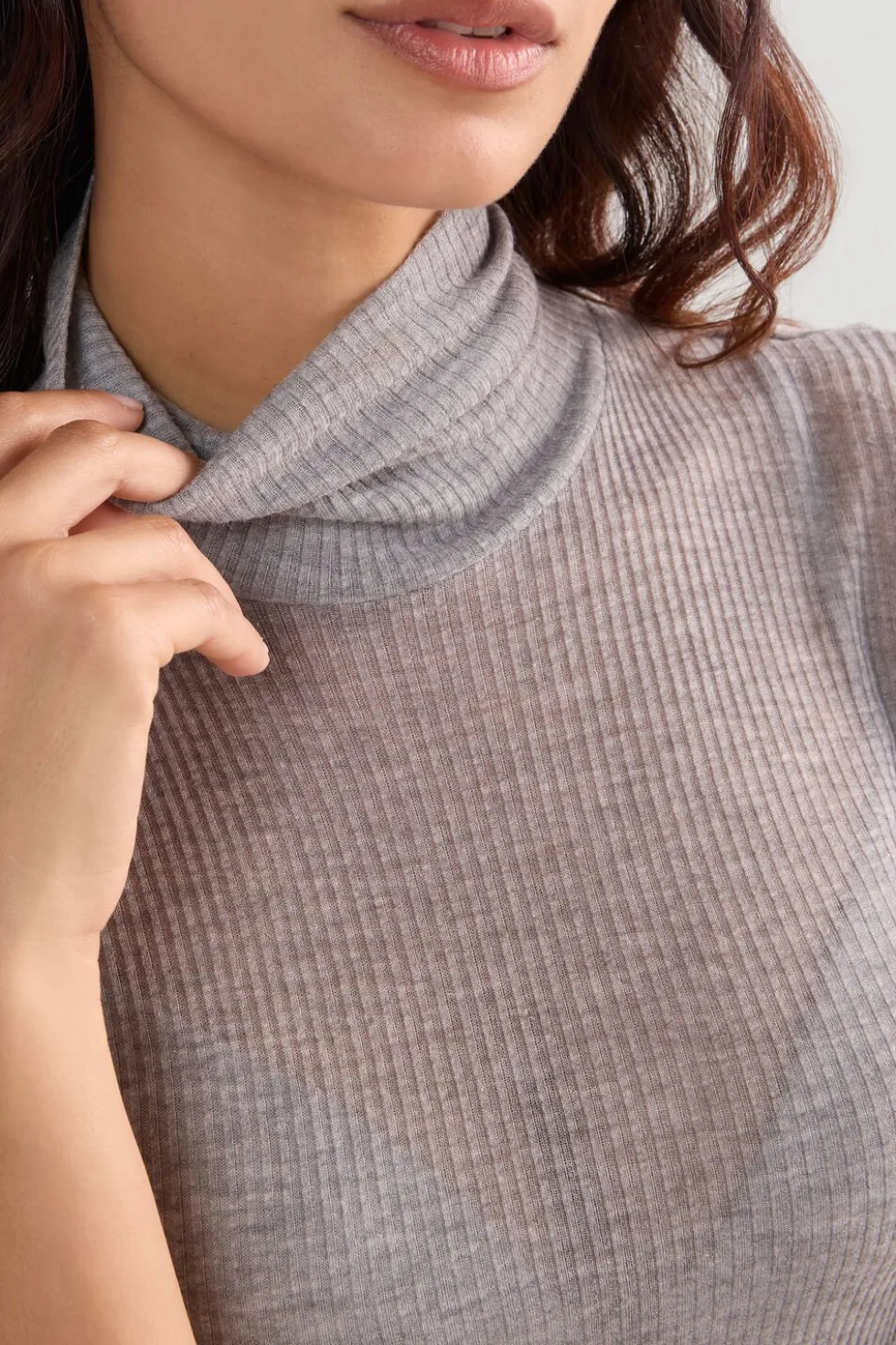 High Collar Top in Ultranatural with Cashmere