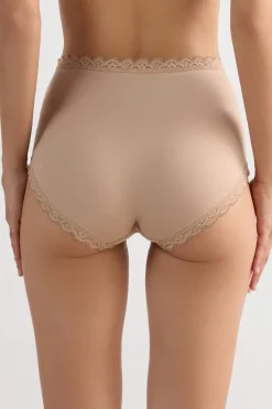 High Rise Cotton and Lace Hipsters