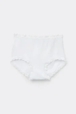 High Rise Cotton and Lace Hipsters