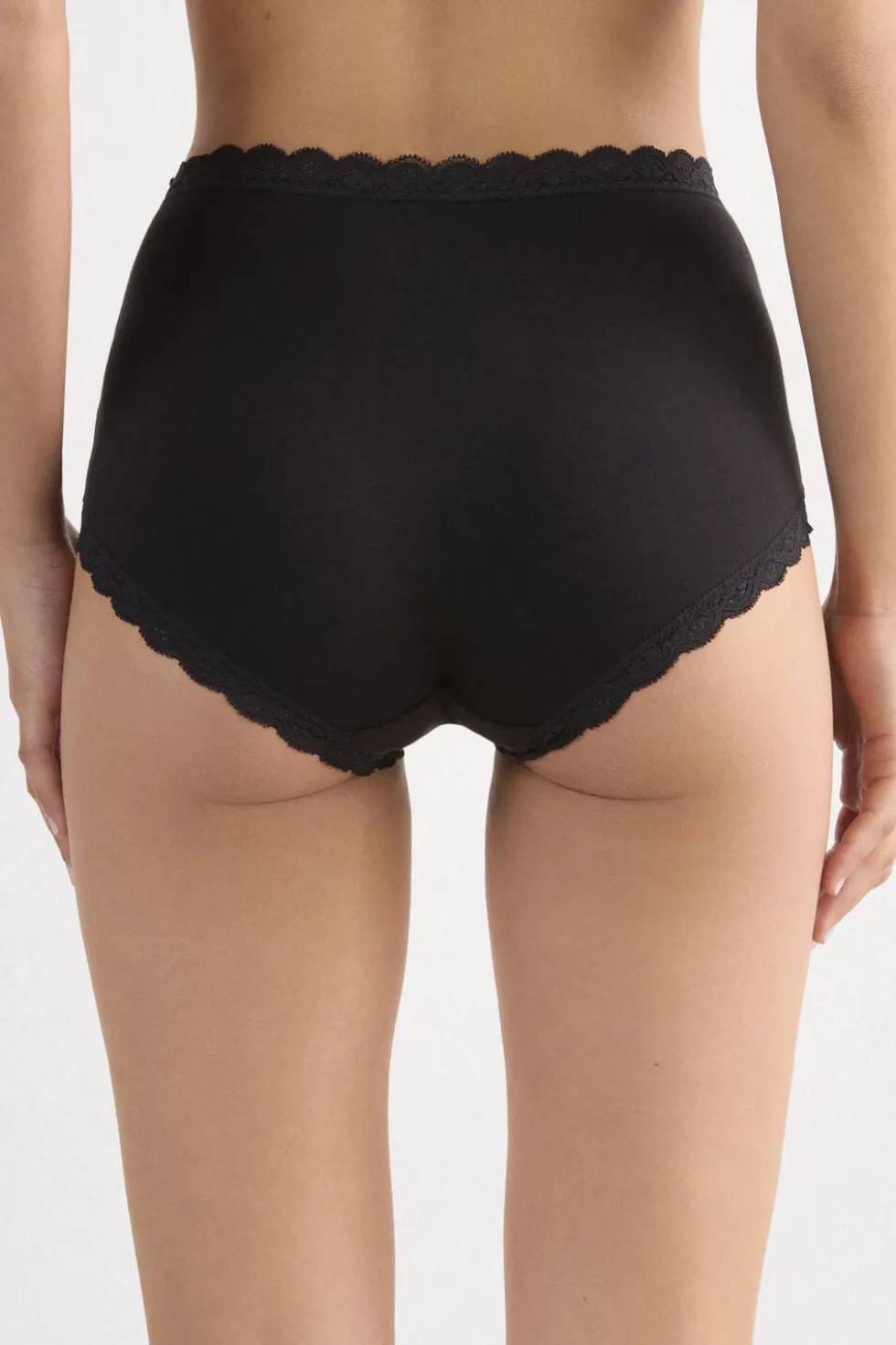 High Rise Cotton and Lace Hipsters