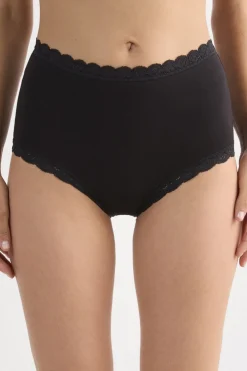High Rise Cotton and Lace Hipsters