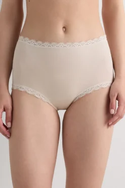 High Rise Cotton and Lace Hipsters