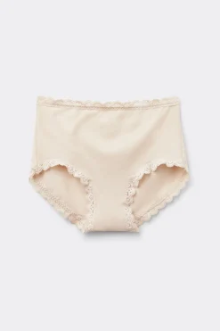 High Rise Cotton and Lace Hipsters