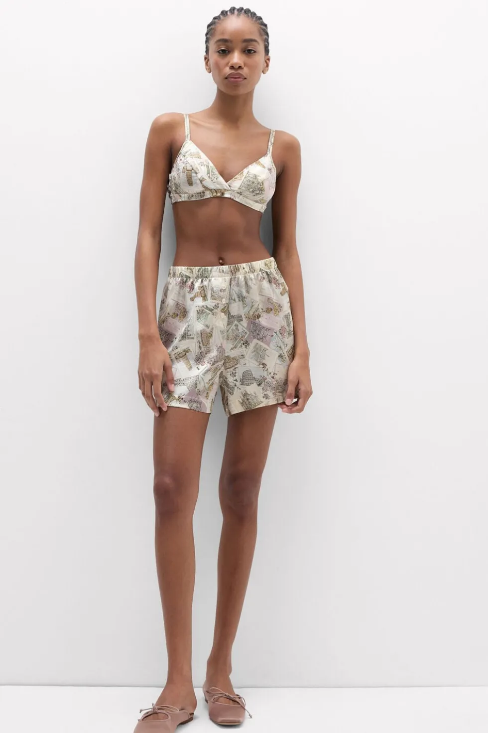 La Dolce Vita Printed Shorts in Silk