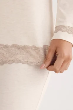 Lace Trim Full Length Pajamas in Modal