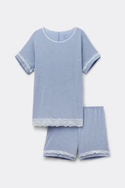 Lace Trim Short Pajamas in Modal