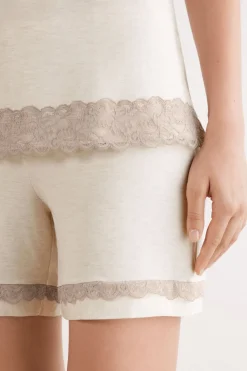 Lace Trim Short Pajamas in Modal